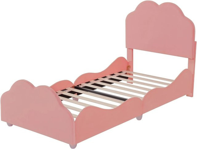 Merax Kinderbett mit Wolkenkopf aus Samt in Rosa, B/T/H: 90 x 200 x 107,5 cm - Bild 1