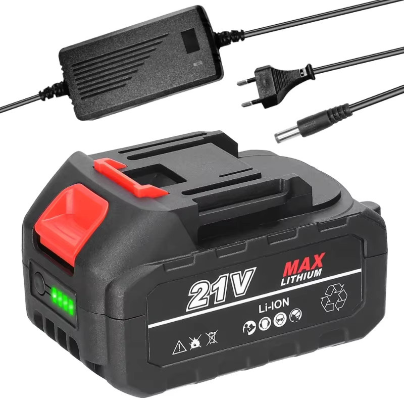 XMSJ Wiederaufladbare Lithium-Ionen-Batterie 18V 21V mit Kapazitätsanzeige in Schwarz als Ersatzakku für Makita Akku-Bohrschrauber und Elektrowerkzeuge - Bild 5