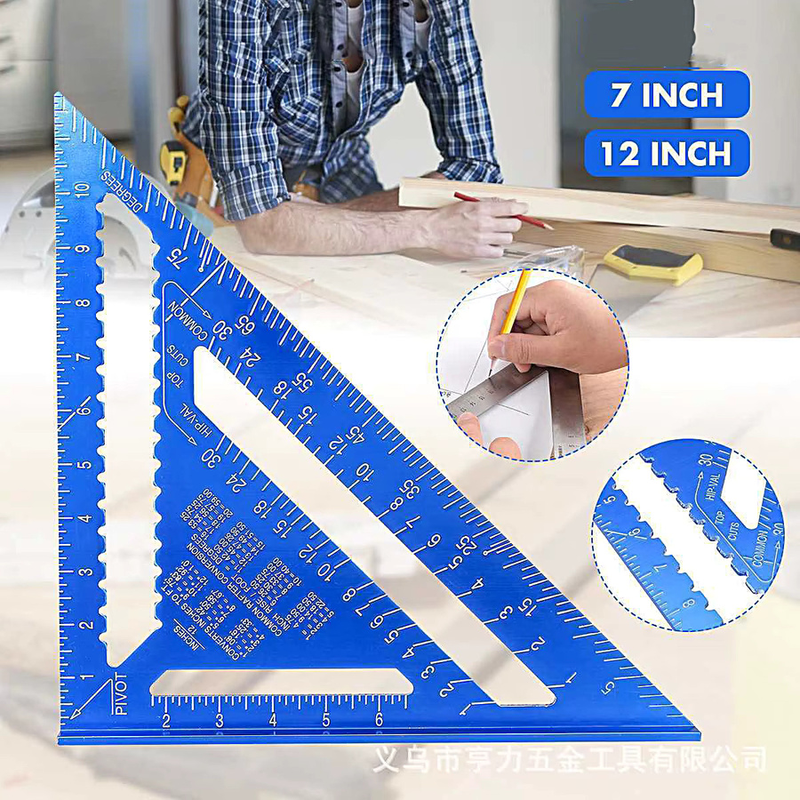Präzises Dreiecksmessgerät aus roter Aluminiumlegierung für die Holzbearbeitung mit metrischer und imperialer Skala - Bild 5