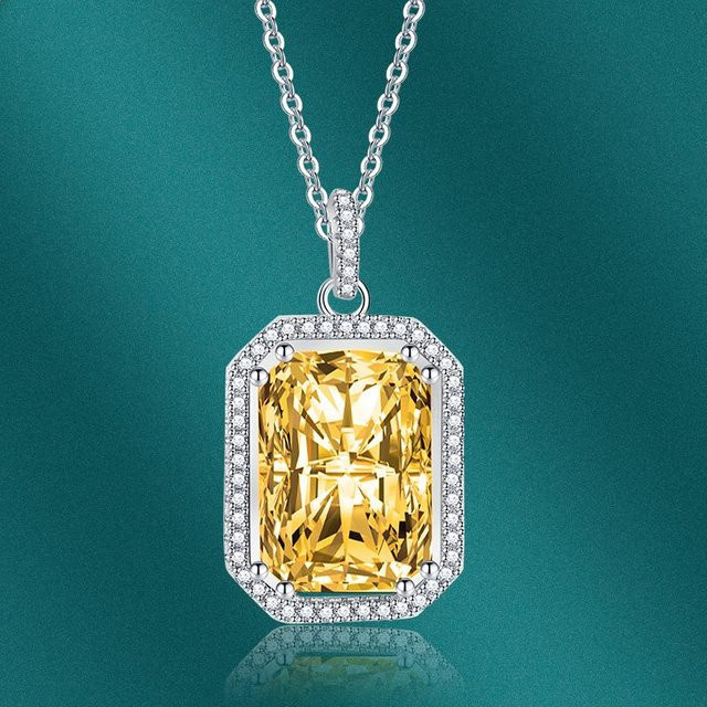 POMOiii Halskette mit quadratischem Anhänger, Gold, Zirkonia, Damen - Bild 1