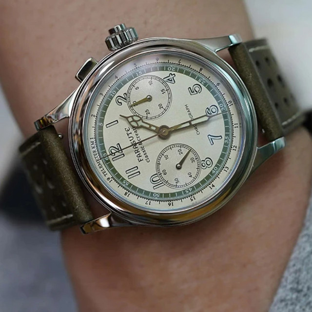 FARASUTE Chronograph, Handaufzug, Edelstahl, 40 mm, Herren, Leder - Bild 1