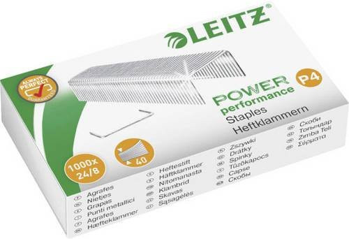 Leitz Power Performance Heftklammern P4 Typ 24/8 aus Metall in Silber, 1000 Stück - Bild 1