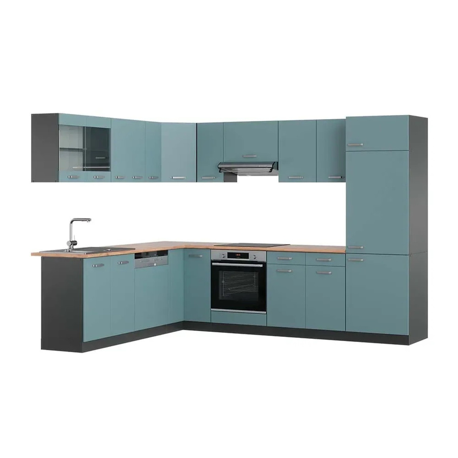 Vicco R-Line Eckküche modern in Blau-Grau und Anthrazit mit Eiche-Optik, B/T/H: 227 x 287 x 207 cm - Bild 2