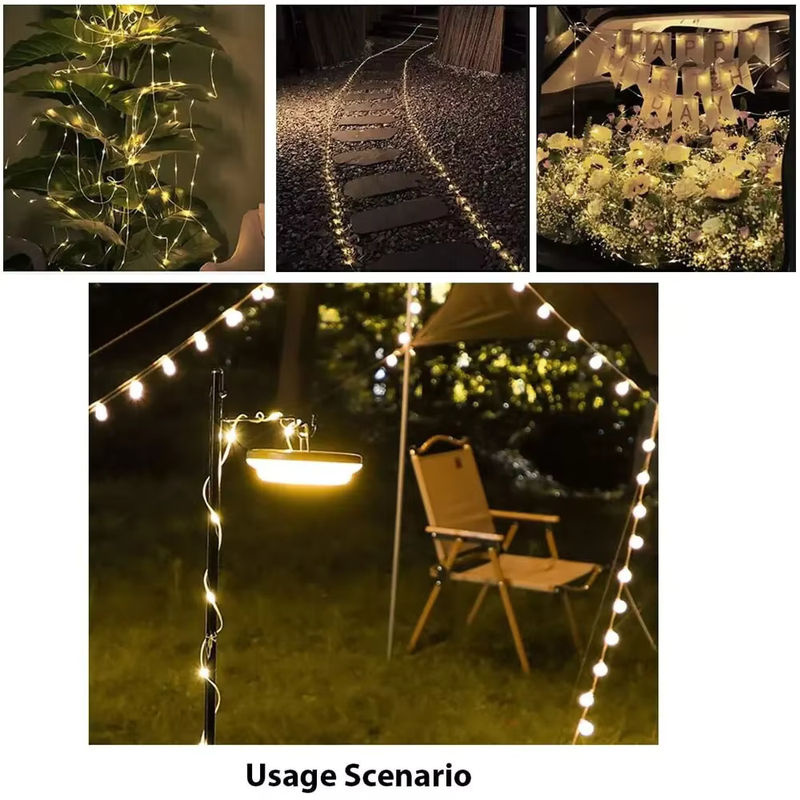ESMARTER LED Campinglampe wiederaufladbar, 10 m Lichterkette in Schwarz mit warmweißem Licht, IPX4 wasserdicht für Outdoor, Garten und Zeltzimmer - Bild 2