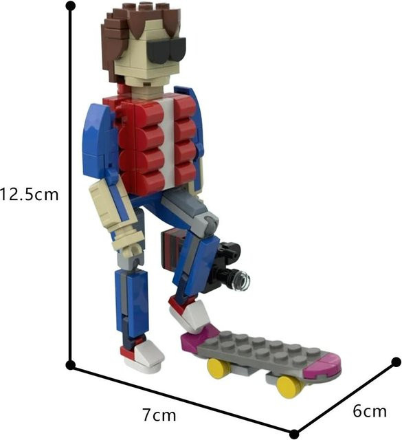 Gobricks Zurück in die Zukunft Marty McFly mit Skateboard & Kamera Bausteine ab 14 Jahren - Bild 1