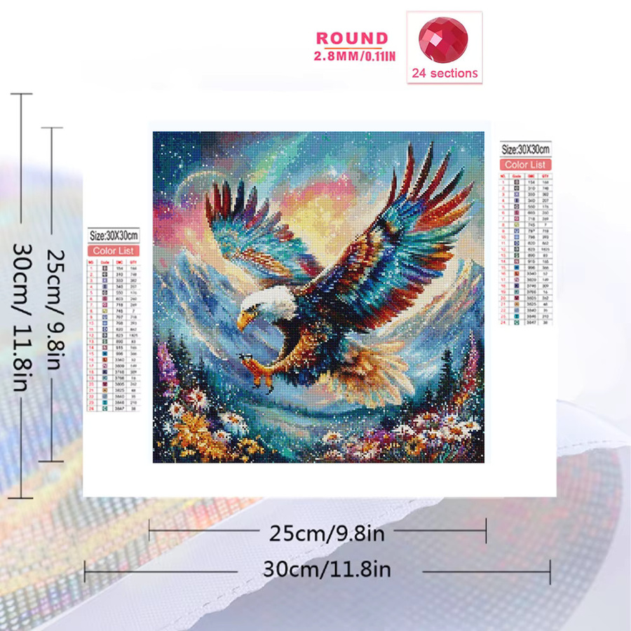 EverShine Diamond Painting Set Adler und Gänseblümchen Motiv, 5D Vollbohr Strass-Stickerei als Tischdeko in Mehrfarbig - Bild 1