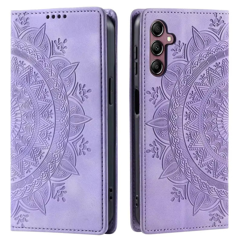 Lederne Brieftasche und Handyhülle mit Kartenhalter für Samsung Galaxy S24 Ultra S23 FE S22 Plus A55 A54 A35 A34 A25 A15 A05 A05S in Purple - Bild 4