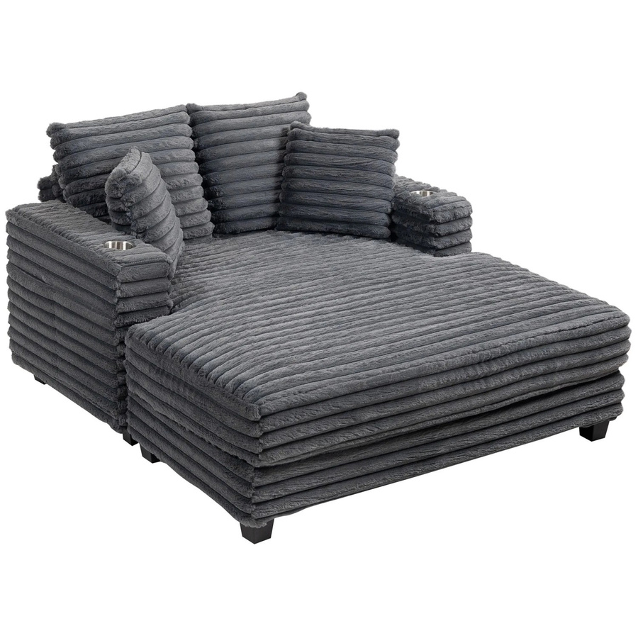 HOMCOM Schlafsofa in L-Form mit Polsterung und Beistellkissen, Grau, B/T/H: 134 x 151 x 89 cm - Bild 2