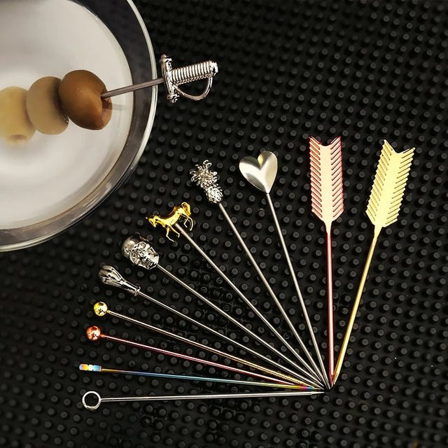 KKYFMM Cocktail Picks aus Edelstahl in Silber für Obst und Martini als Bar Zubehör - Bild 1