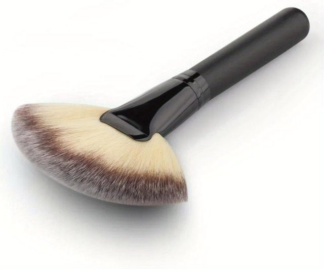 Großer Fächerpinsel für Make-up, Schwarz - Bild 1