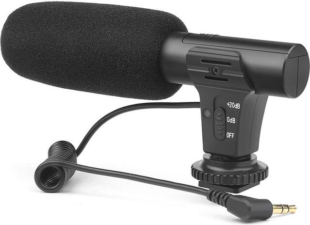 SHOOT XT-451 Tragbares Kondensator-Stereomikrofon mit 3,5-mm-Klinkenanschluss und Blitzschuhhalterung für Canon und Sony, Schwarz - Bild 1