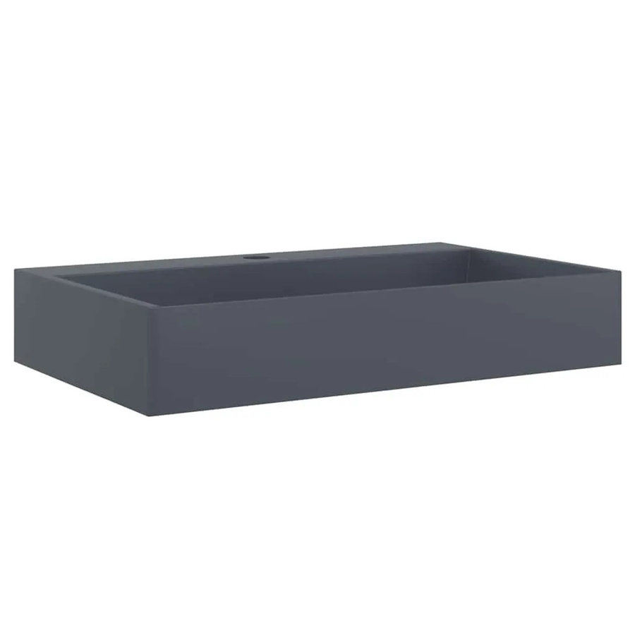 vidaXL Waschbecken aus Mineralguss in Anthrazit, matt, B/T/H: 60 x 38 x 11 cm - Bild 2