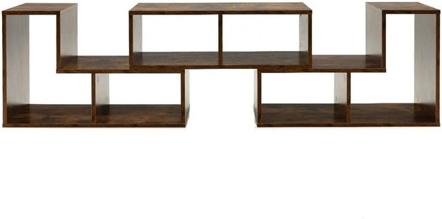 Costway Fernsehschrank aus Holz, 3-teilig frei kombinierbar, Braun - Bild 1