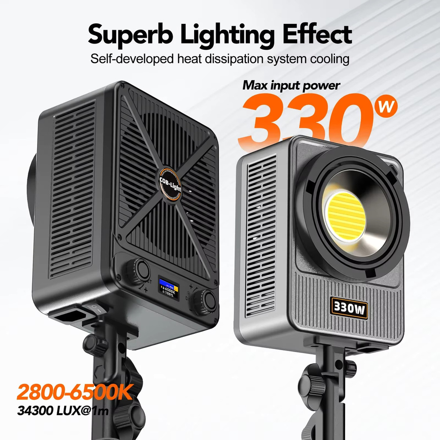 Nagnahz 330 W LED-Videoleuchte in Schwarz mit Bowens-Montage, zweifarbig 2700 K–6500 K und App-Steuerung für Fotostudio und Fotografie - Bild 2