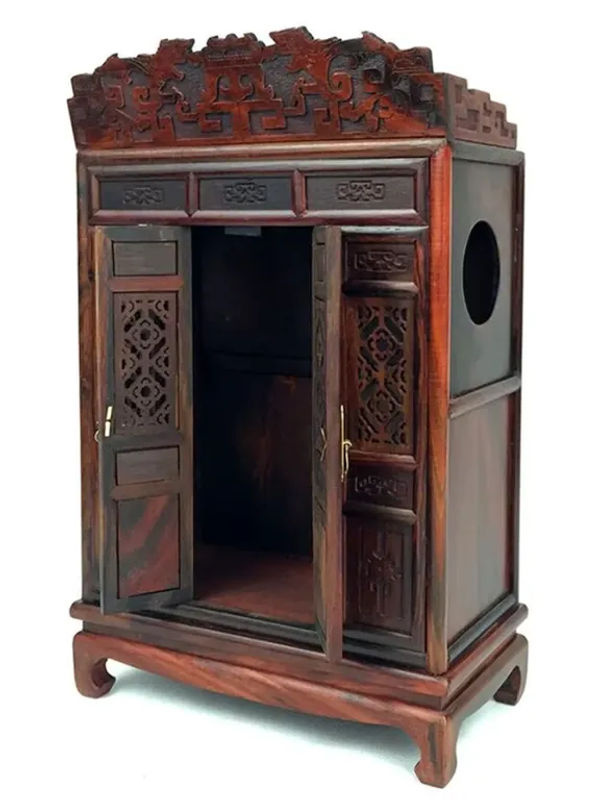 Orientalischer Buddha-Altar Butsudan Schrein aus Holz in Braun als tragbare Zen-Gebetsdekoration - Bild 7