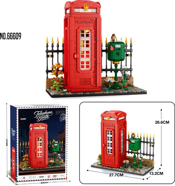 JAKI Britisches Telefonzellen-Bausteinset, Modellbausatz, mit Beleuchtung, ab 14 Jahren - Bild 1