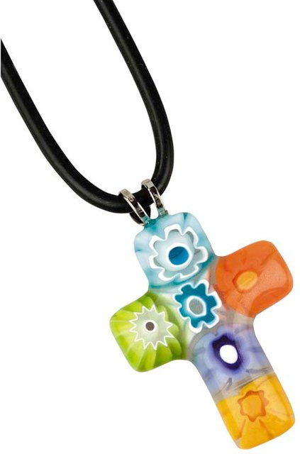 Anhänger Murano-Kreuz, Bunt, Unisex - Bild 1