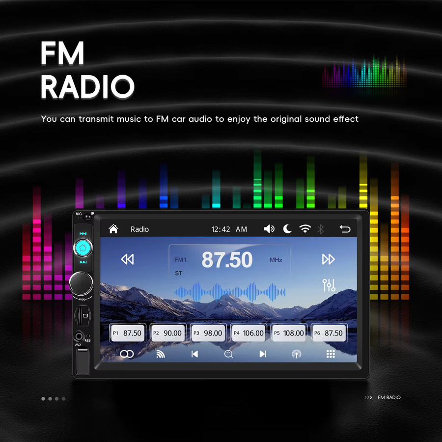 Podofo 10,4 Zoll Manuelles Schwenkbares 1DIN Autoradio mit Wireless CarPlay und Android Auto, Multimedia-Player mit Bluetooth, FM/RDS Radio und Spiegelverbindung in Schwarz - Bild 2