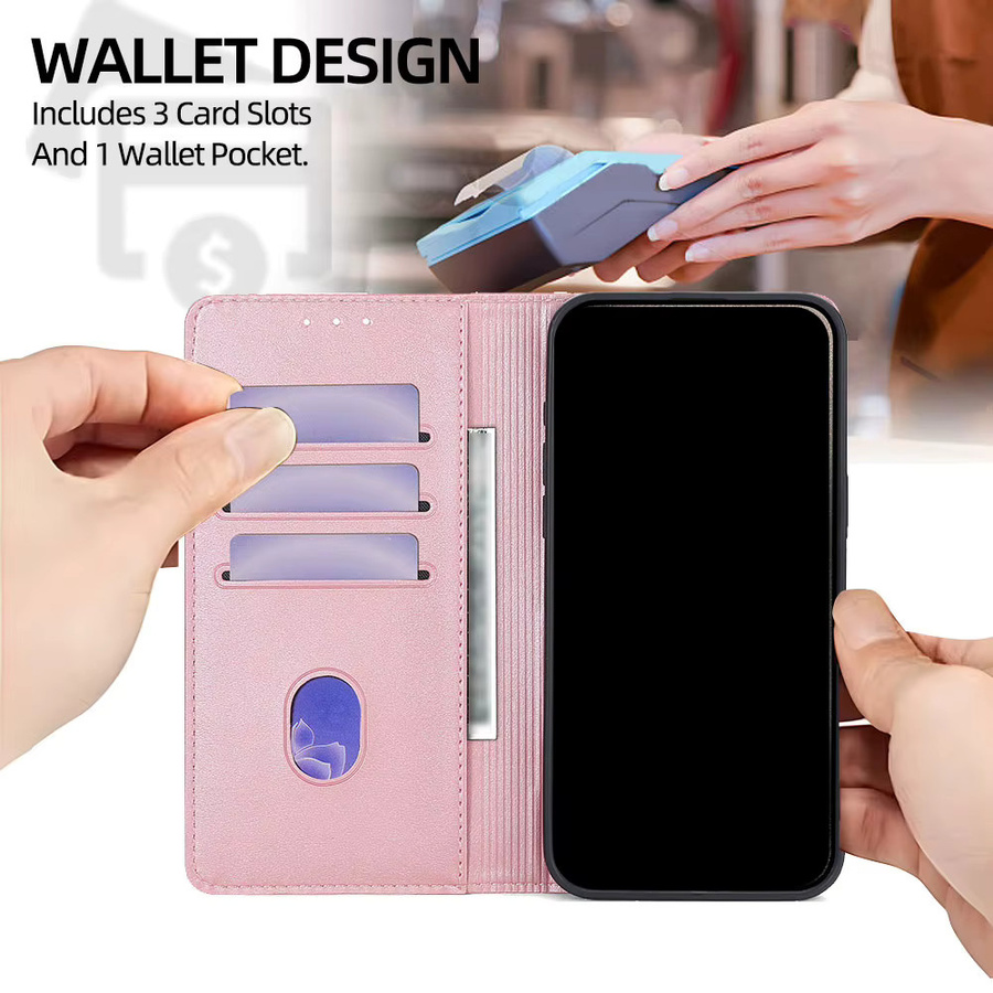 Magnetische Ledertasche mit bemaltem Muster als Schutzhülle für Samsung Galaxy S25 Ultra S25 FE S24 S23 S22 Plus A17 A07 A56 A36 A26 in Blau und Pink - Bild 4