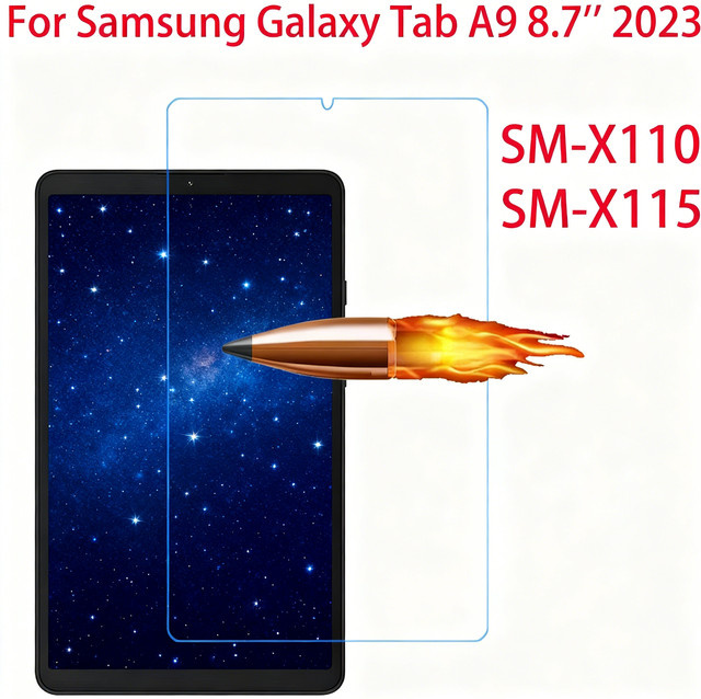 Samsung Displayschutzfolie aus 9H gehärtetem Glas für Galaxy Tab A9 8,7 Zoll (2023) SM-X110 SM-X115, transparent - Bild 1
