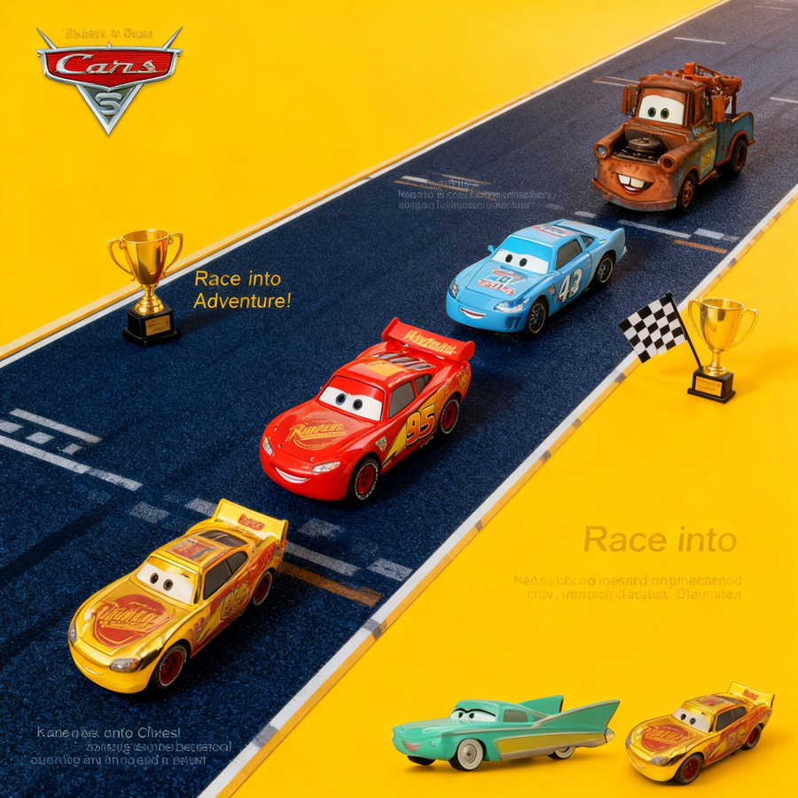 Linyi toy Pixar Cars Lightning McQueen Dinoco Rennfahrer Druckgussmetall 1:55 - Bild 1