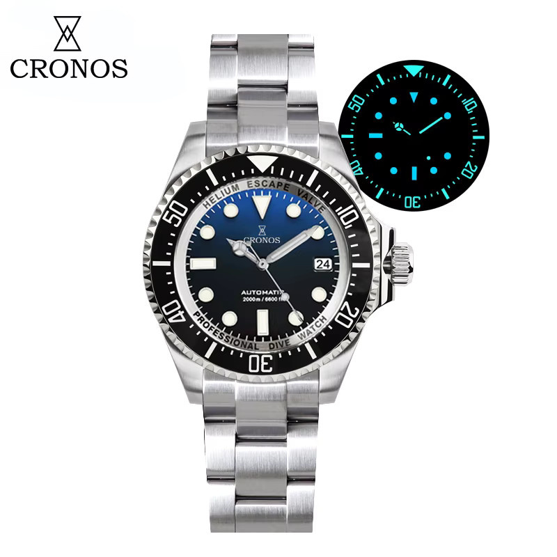 Cronos Automatik-Taucheruhr, Edelstahl, 200 ATM, Herren - Bild 4