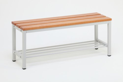 SZAGATO Umkleidebank mit Schuhregal im Industrial Design, Farbe Grau, Material Stahl und Buche, B/H/T: 100 x 42 x 30 cm - Bild 1