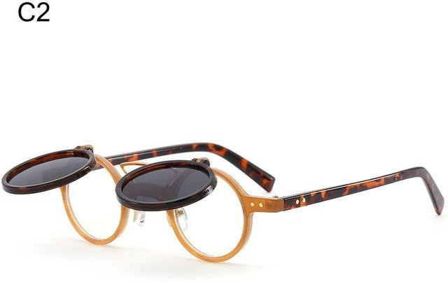 Vintage Steampunk Klapp-Sonnenbrille, rund, Kunststoff, black - Bild 1