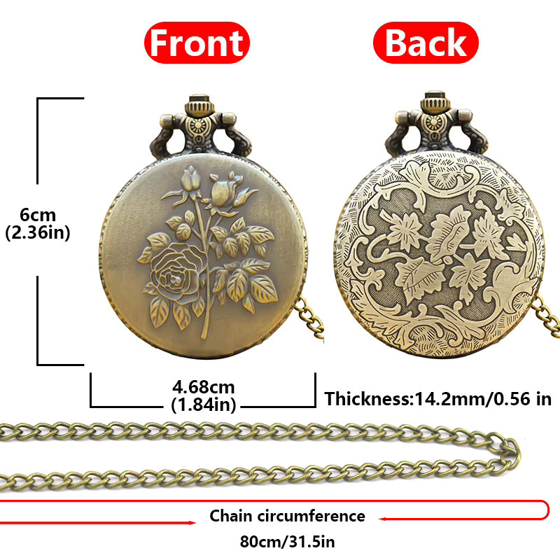 Wecin Taschenuhr Quarz, Bronze, Clamshell Blume, Damen - Bild 3