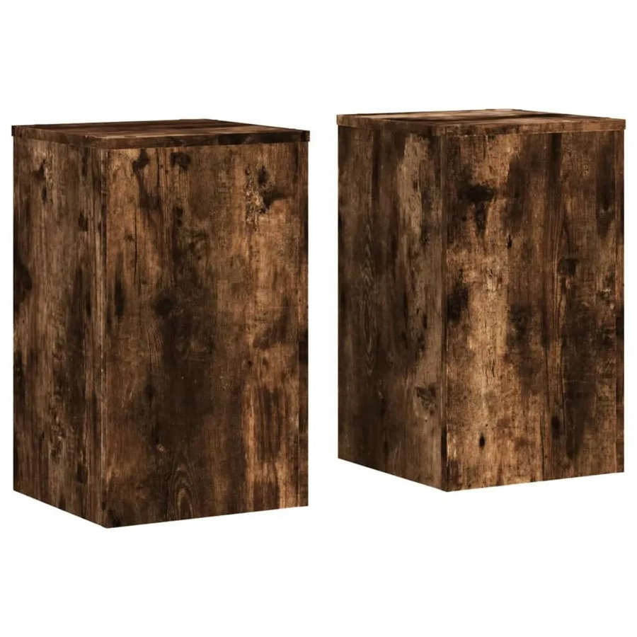 vidaXL Pflanzenständer 2er Set aus Holzwerkstoff in Räuchereiche, B/T/H: 30 x 30 x 50 cm - Bild 2