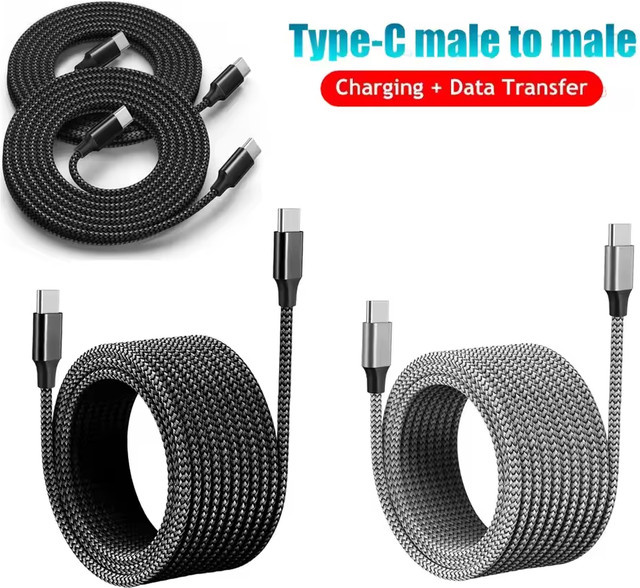 66W Magnetisches USB-C zu USB-C und USB-A zu Typ-C Schnellladekabel aus geflochtenem Nylon in Schwarz - Bild 1