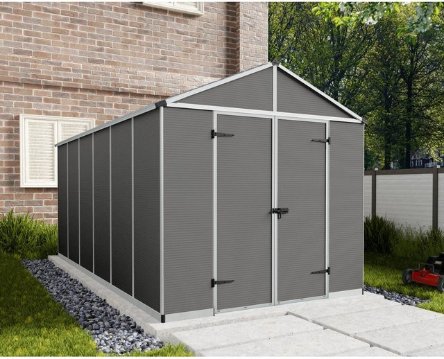 Palram - Canopia Gerätehaus Rubicon in Grau mit Polycarbonat und Aluminium sowie Lüftungsöffnungen und Anti-Rutsch-Boden, B: 452 cm, H: 237 cm - Bild 1