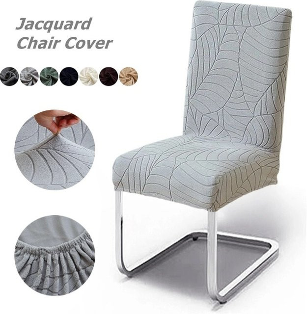WANERQU Blatt Jacquard Stuhlbezug aus Spandex in B6 Coffee für Esszimmer und Küche - Bild 1