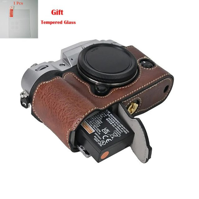 Fujifilm XT50 Kameratasche aus PU Leder in Braun inklusive gehärteter Schutzfolie - Bild 1