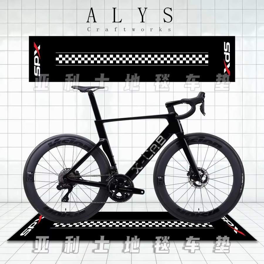 VIKAMA Fahrrad-Parkmatte Checkerboard in Schwarz, rutschfest und wasserdicht, B/T: 160 x 160 cm - Bild 1