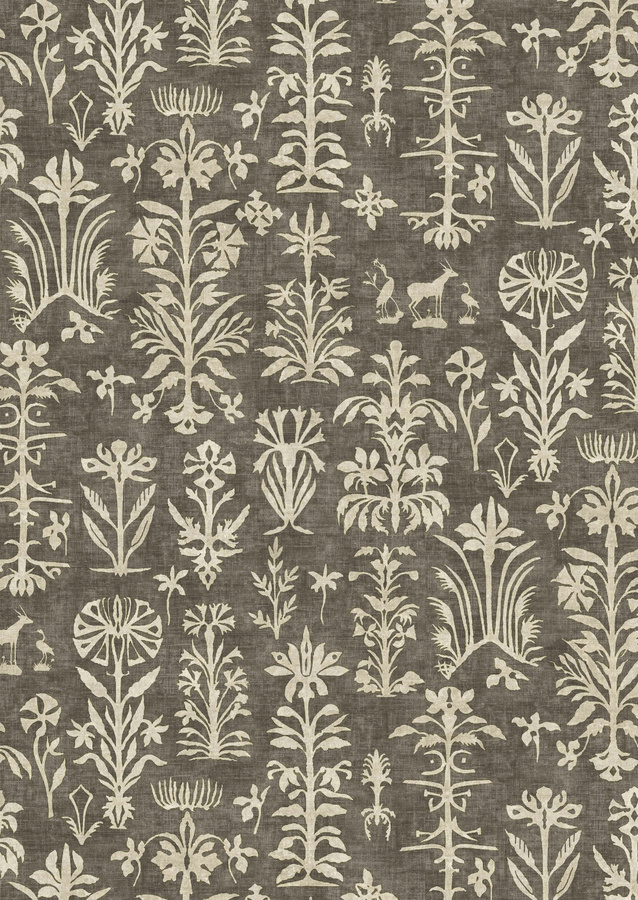 Lewis & Wood Tapete Papyrus in Schwarz und Grau mit botanischem Design - Bild 1