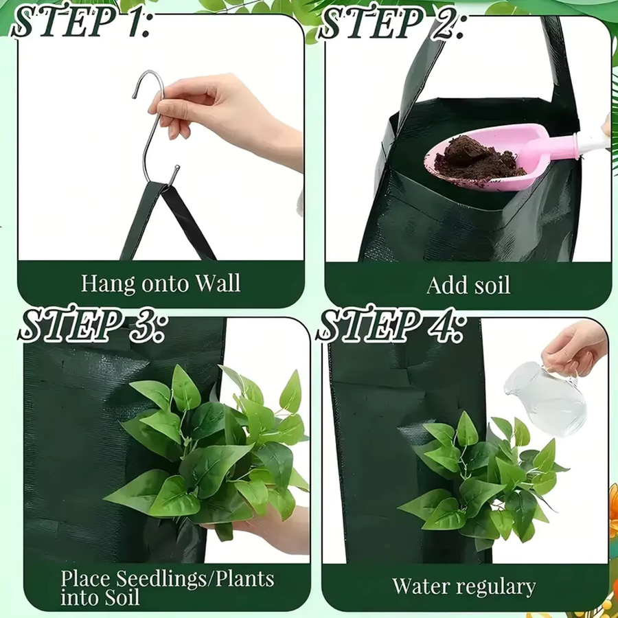 Hängender Erdbeer-Pflanzkasten als vertikaler Gartensack für den Balkon, ideal für Indoor- und Outdoor-Pflanzen - Bild 4