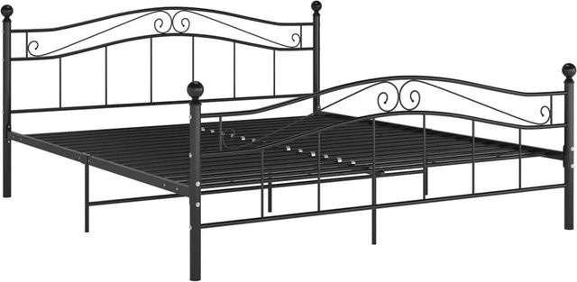 vidaXL Bett aus Metall in Schwarz Matt, modernes Design für das Schlafzimmer, B/T/H: 160 x 200 x 167 cm - Bild 1