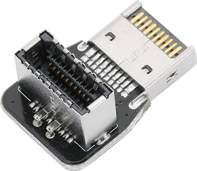 Koogeelife USB 3.1 10G Typ-E Adapter Header auf USB-C Konverter mit 90 Grad Winkel in Schwarz - Bild 1