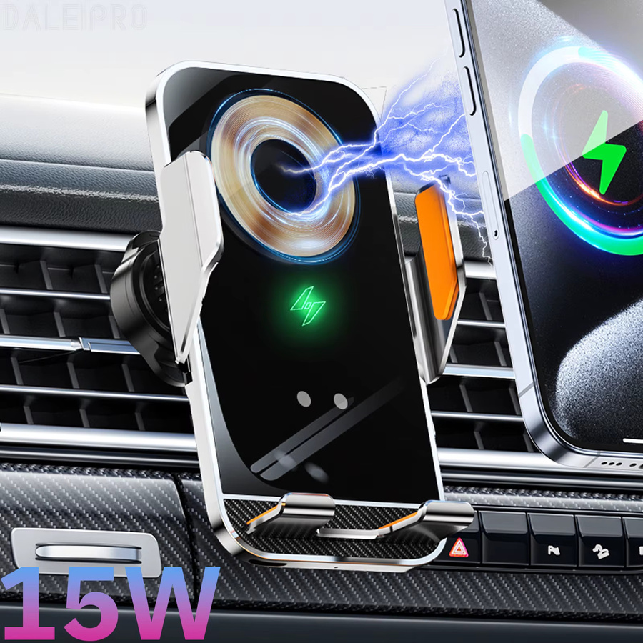 Intelligenter Auto-Telefonhalter mit kabellosem Schnellladegerät, 360 Grad Rotation und automatischer Klemmung in Schwarz oder Silber - Bild 2