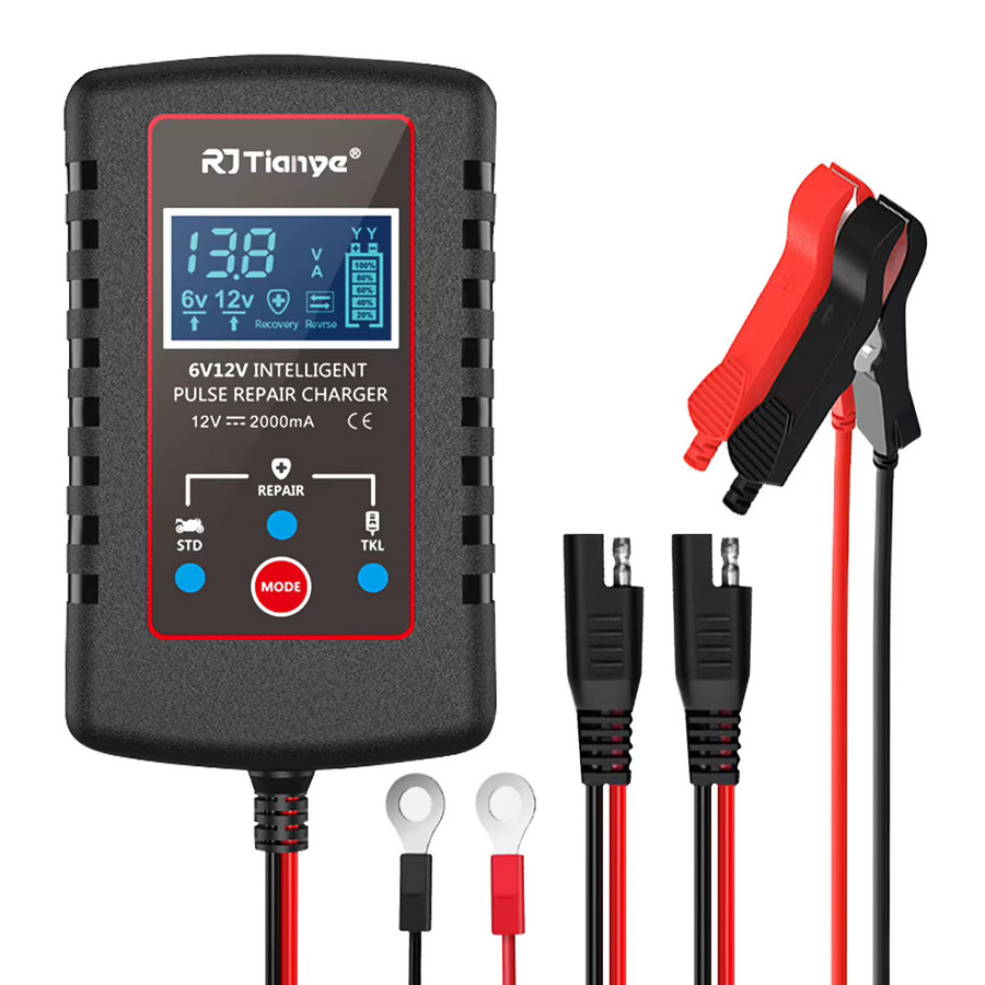 Smart Batterie Ladegerät mit ASE Adapter Kabel für 6V und 12V, Automatisches Float-Ladegerät für Auto und Motorrad, Schwarz - Bild 6