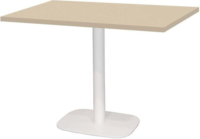 RestooTab Tisch Round rechteckig in Weiß und Beige mit Gestell, B: 120 cm, T: 70 cm, H: 75 cm - Bild 1