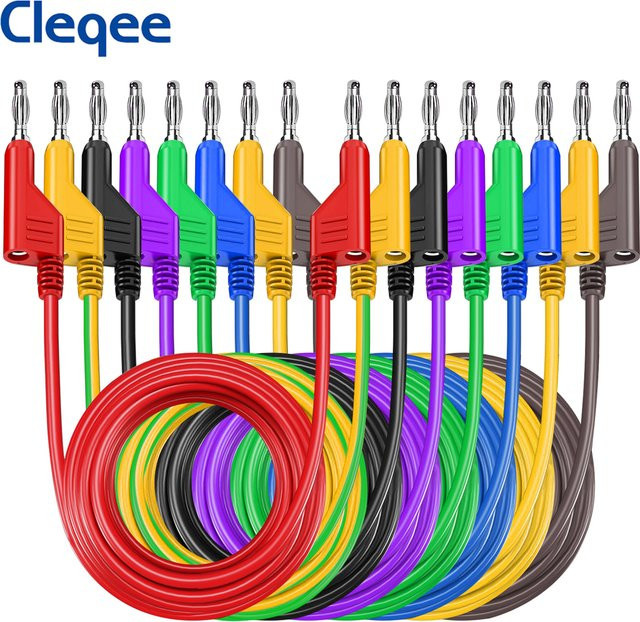 Cleqee 8 Stück Dual 4 mm stapelbare Bananenstecker-Messleitungen aus Silikon für Multimeter und elektrische Prüfungen, 1 m Länge, 1000 V/15 A - Bild 1