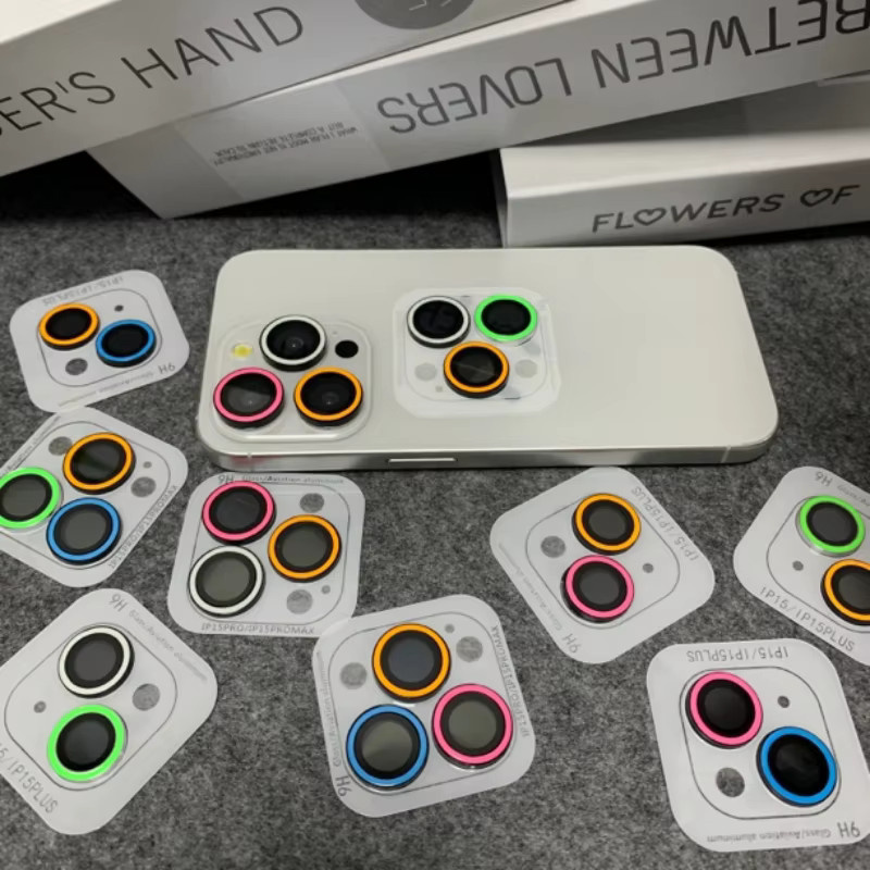 Kamera Objektiv Schutz Glas Ring für iPhone 17 16 Pro Max 17Air 14 ProMax 13 12 mini in Orange und Multicolour - Bild 2