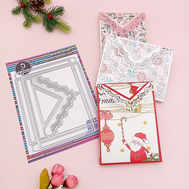 Alinacutle Geätzte Metall-Schablonen für Karte Boxen und Scrapbooking in Silber - Bild 1