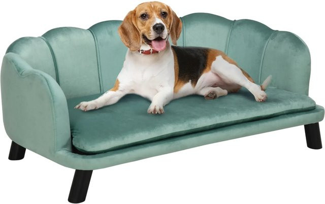 PawHut Hundesofa mit Rückenlehne aus Stoff in Grün, B/L: 60,5 x 32 cm - Bild 1