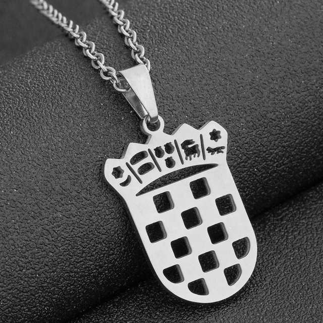 Anhänger Halskette Kroatische Wappen, Edelstahl, Silber, Unisex - Bild 1