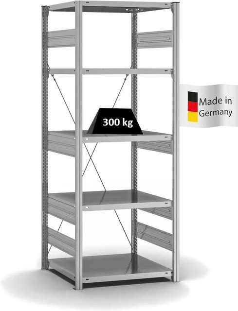 PROREGAL Fachbodenregal Stecksystem T-Profil Heavy-Duty, 5 Ebenen, verzinkt, H x B x T: 200 x 75 x 60 cm - Bild 1