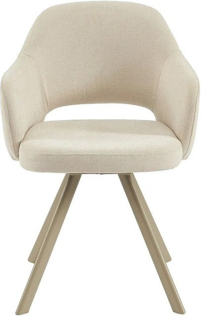 Vente-unique Rasema Drehstuhl mit Tweed-Stoff in Creme und Beige, Höhe: 57 cm - Bild 1