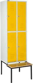 Schäfer Shop Select Kleiderspind mit Sitzbank, 2x2 Abteile, Zylinderschloss, Farbe: Rapsgelb, Breite: 300 mm - Bild 1